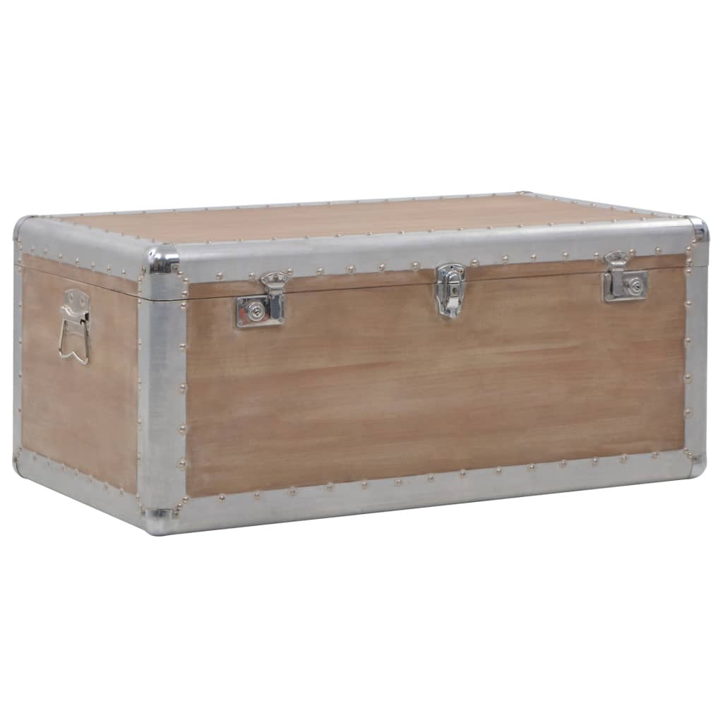 Baule Portaoggetti in Massello di Abete 91x52x40cm Marrone