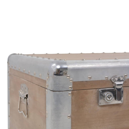 Baule Portaoggetti in Massello di Abete 91x52x40cm Marrone