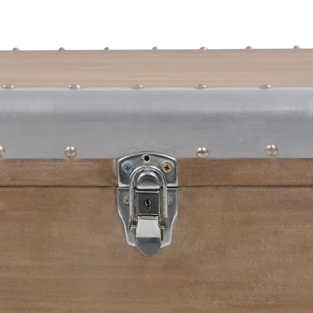 Baule Portaoggetti in Massello di Abete 91x52x40cm Marrone