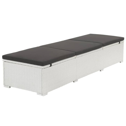 Lettino Prendisole con Cuscino in Polyrattan Bianco | homemem39