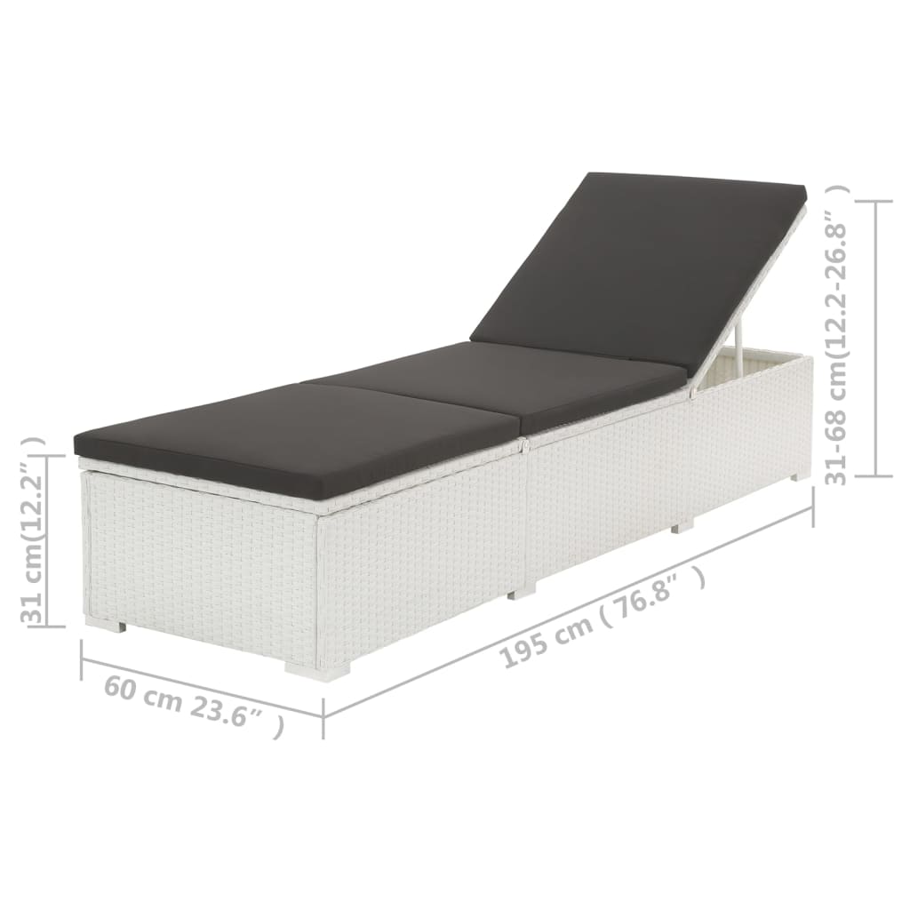 Lettino Prendisole con Cuscino in Polyrattan Bianco | homemem39