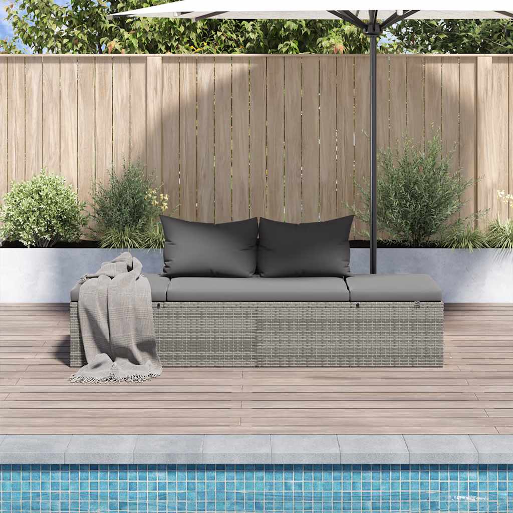 Lettino da Giardino Grigio 195x60 cm in Polyrattan - homemem39