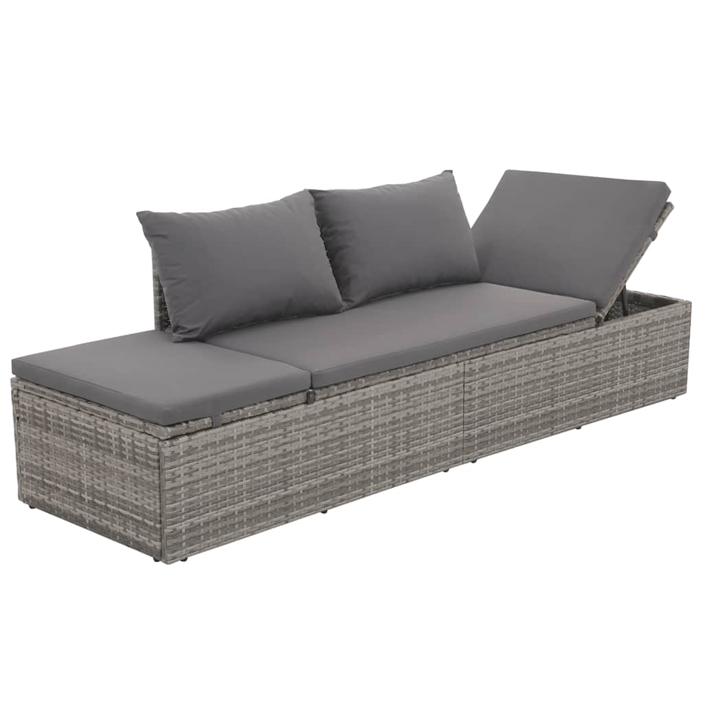 Lettino da Giardino Grigio 195x60 cm in Polyrattan - homemem39