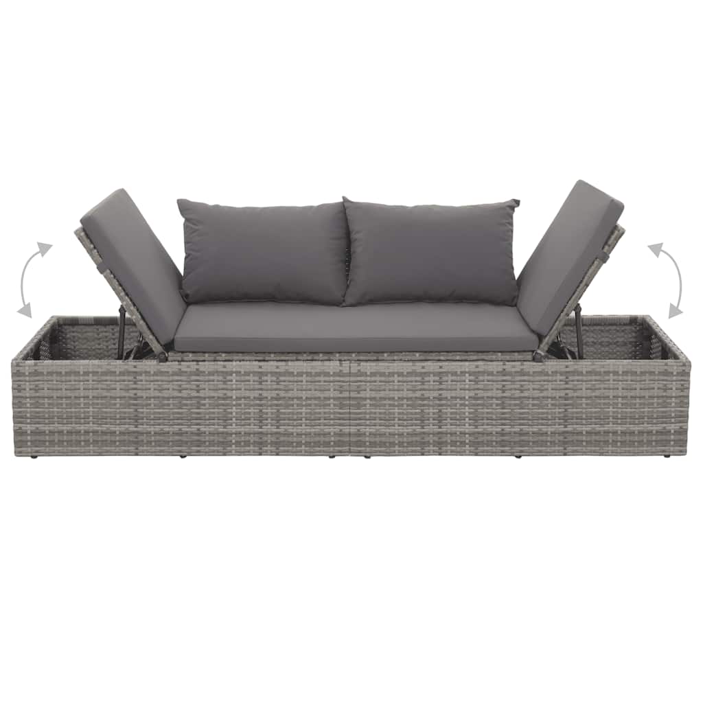 Lettino da Giardino Grigio 195x60 cm in Polyrattan - homemem39