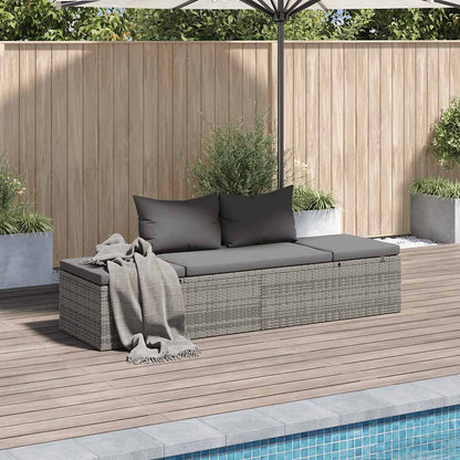 Lettino da Giardino Grigio 195x60 cm in Polyrattan - homemem39