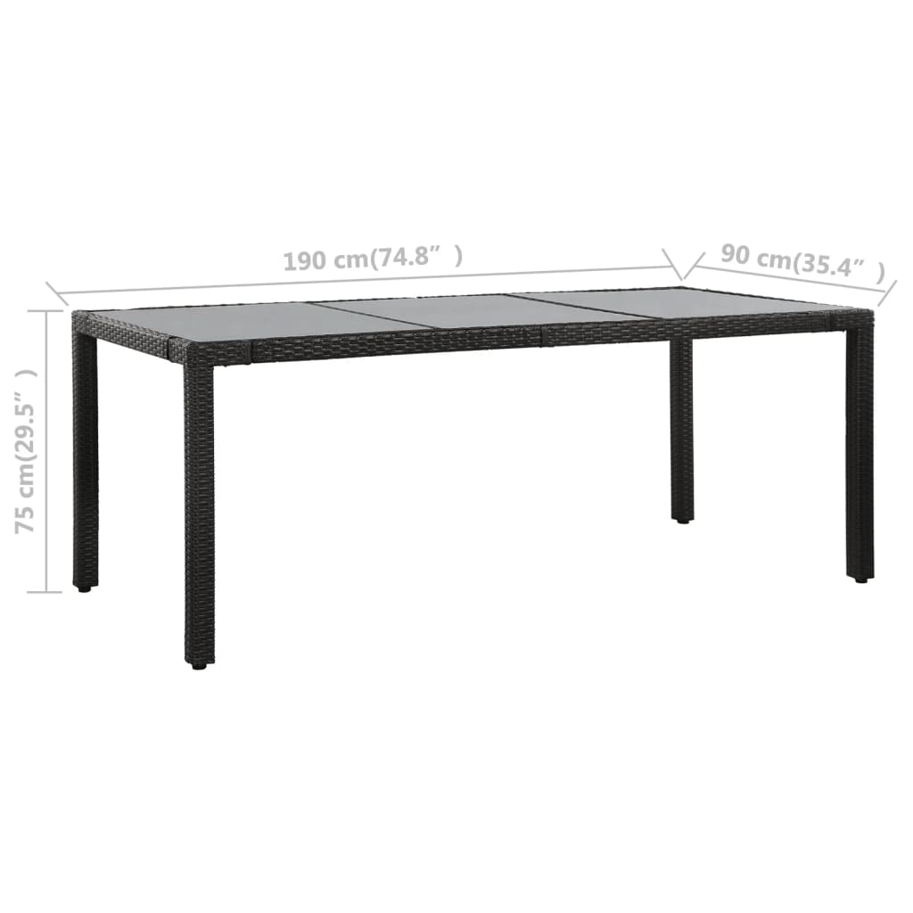 Set da Pranzo da Giardino 9 pz in Polyrattan Nero | homemem39