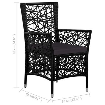 Set da Pranzo da Giardino 9 pz in Polyrattan Nero | homemem39