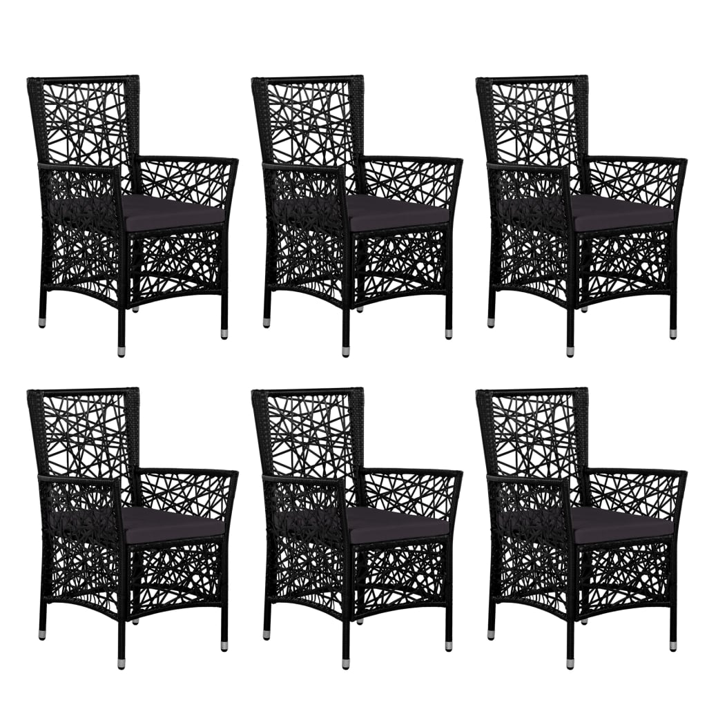 Set da Pranzo da Giardino 7 pz in Polyrattan Nero - homemem39