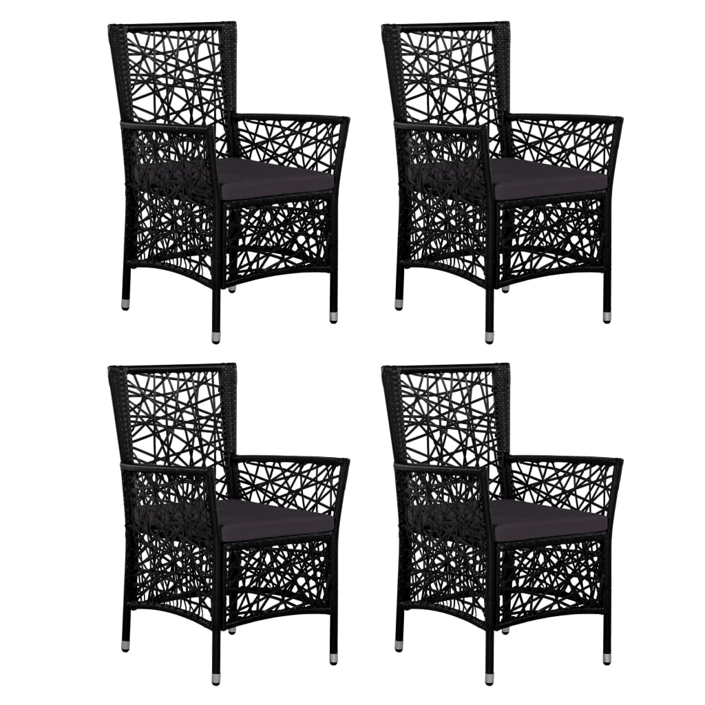 Set da Pranzo da Giardino 5 pz in Polyrattan Nero - homemem39