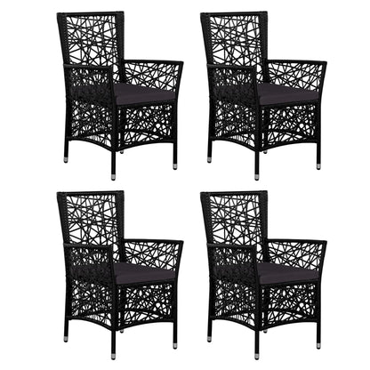Set da Pranzo da Giardino 5 pz in Polyrattan Nero - homemem39