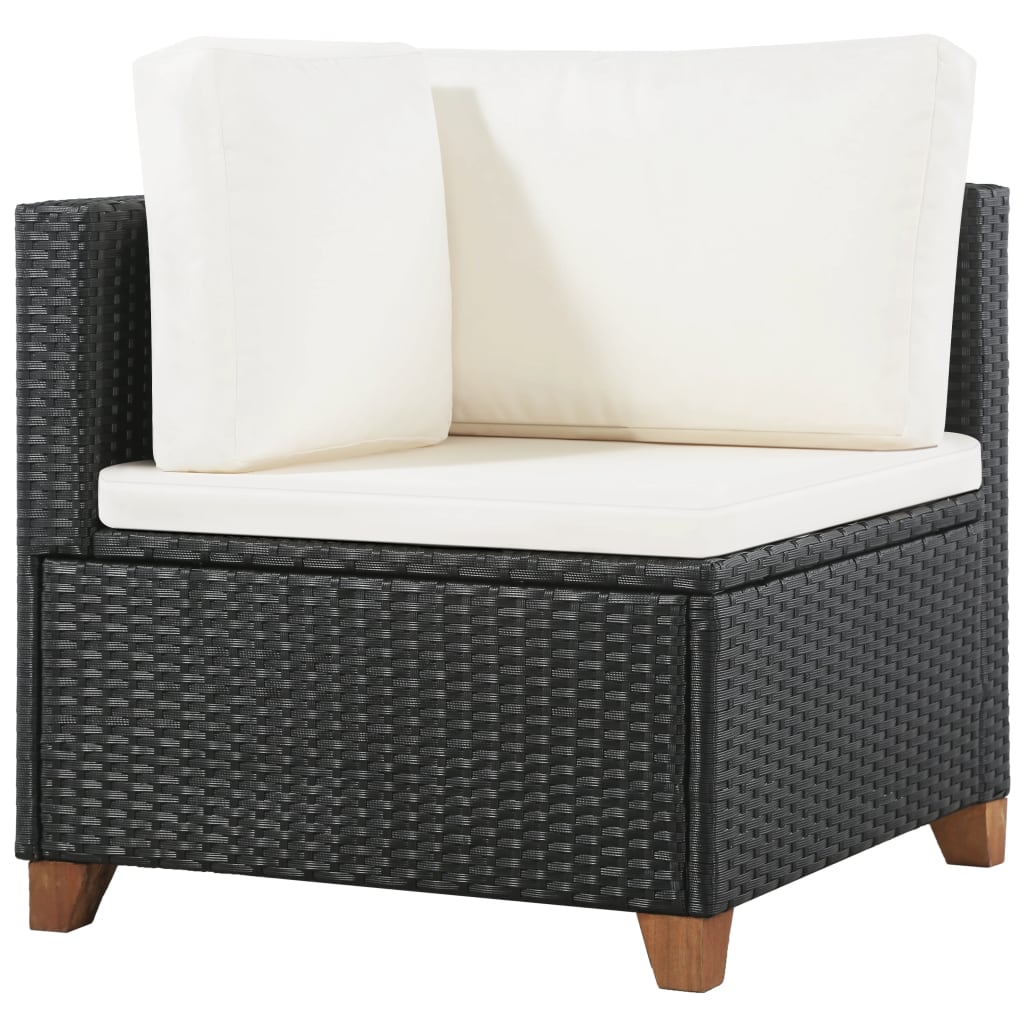 Set Divani da Giardino 4 pz con Cuscini in Polyrattan Nero - homemem39