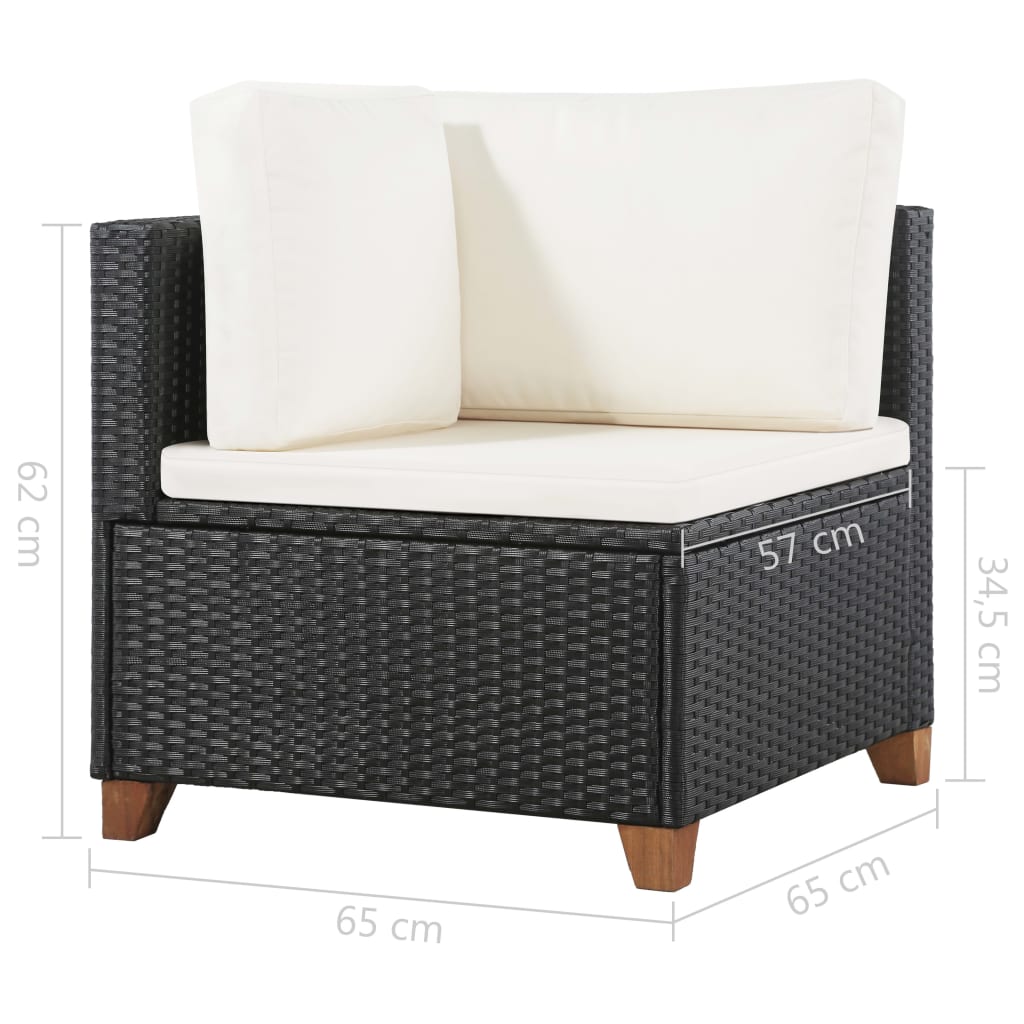 Set Divani da Giardino 4 pz con Cuscini in Polyrattan Nero - homemem39