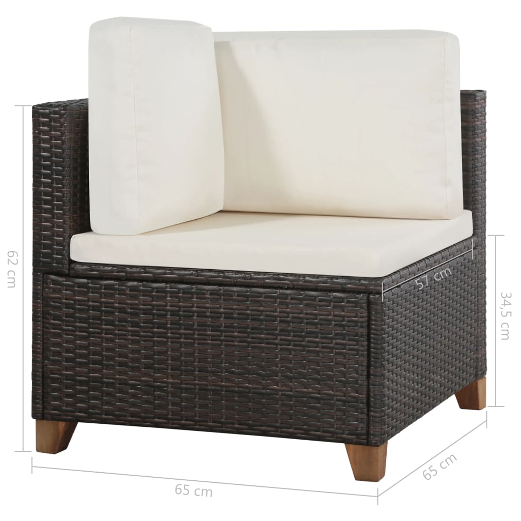 Set Divani da Giardino 4 pz con Cuscini in Polyrattan Marrone - homemem39