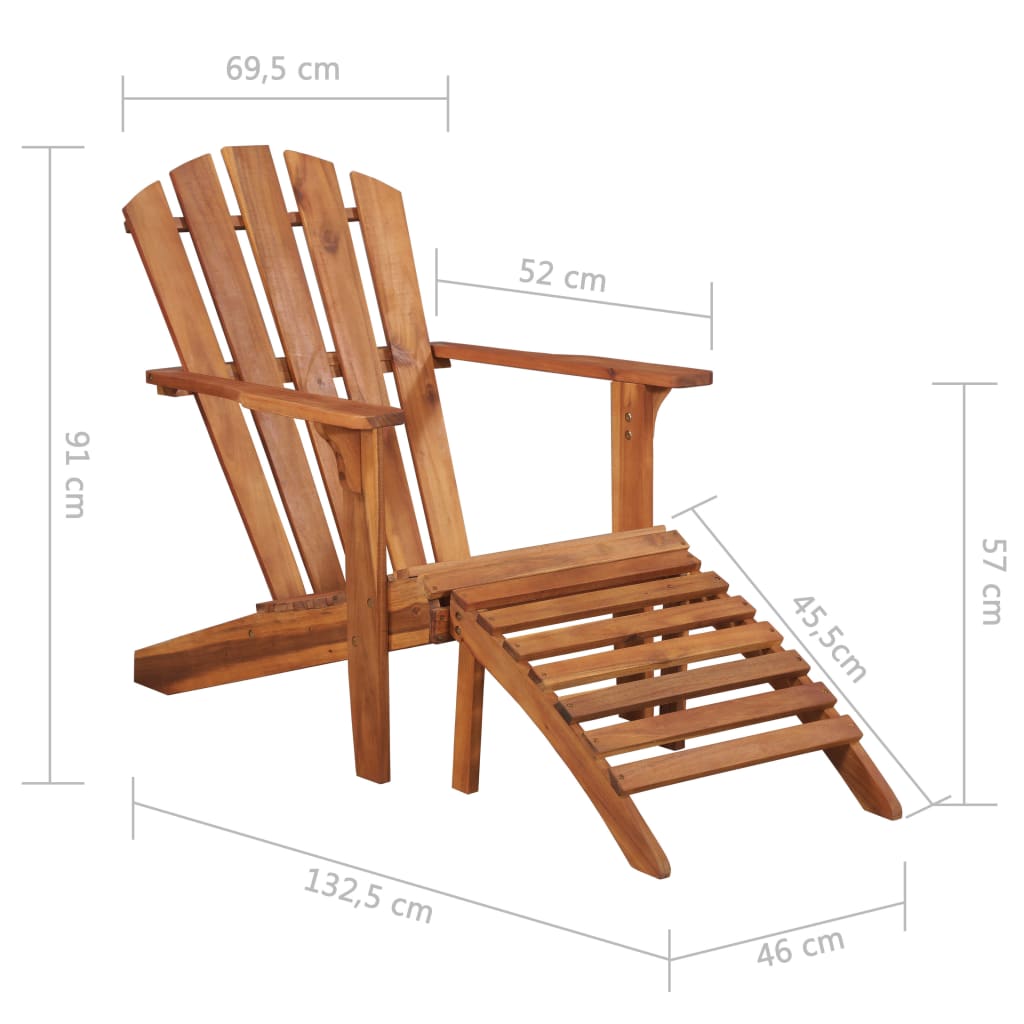Sedia da Giardino Adirondack con Poggiapiedi Massello di Acacia | homemem39