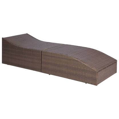 Lettino con Cuscino in Polyrattan Marrone | homemem39