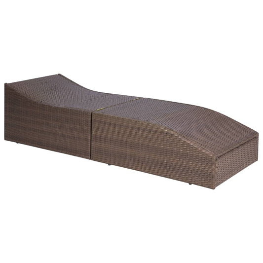 Lettino con Cuscino in Polyrattan Marrone | homemem39