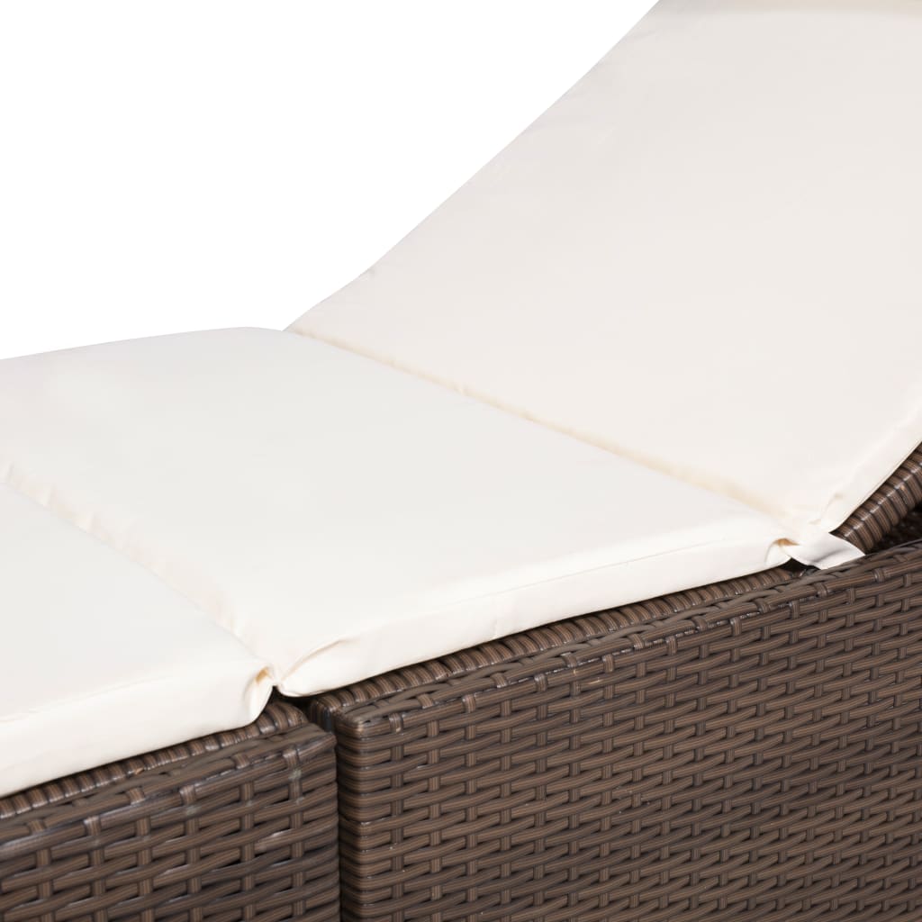 Lettino con Cuscino in Polyrattan Marrone | homemem39