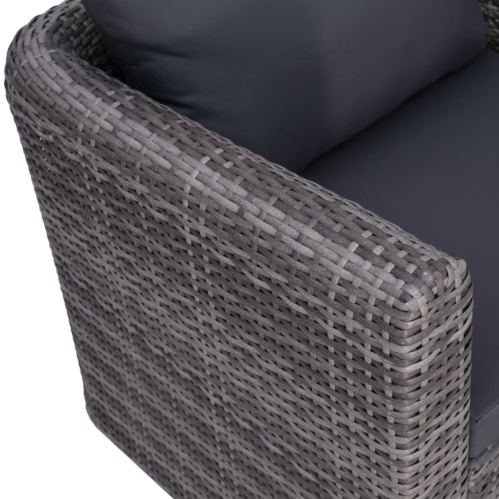 Set Divani da Giardino 7 pz con Cuscini in Polyrattan Grigio - homemem39
