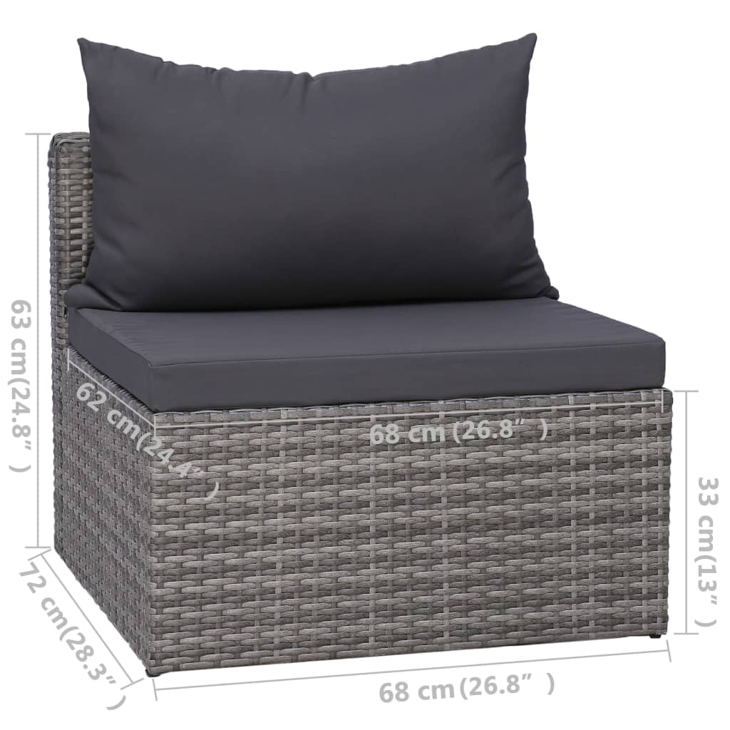 Set Divani da Giardino 5 pz con Cuscini in Polyrattan Grigio - homemem39