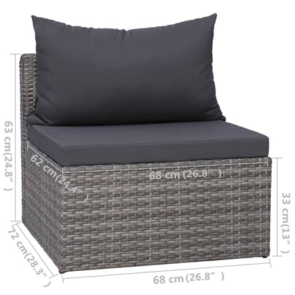 Set Divani da Giardino 5 pz con Cuscini in Polyrattan Grigio - homemem39