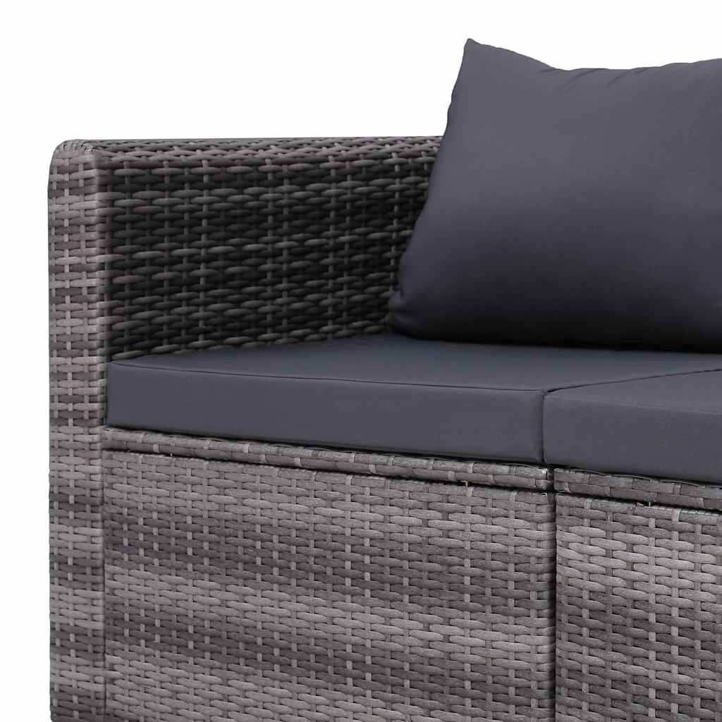 Set Divani da Giardino 3 pz con Cuscini Grigio in Polyrattan