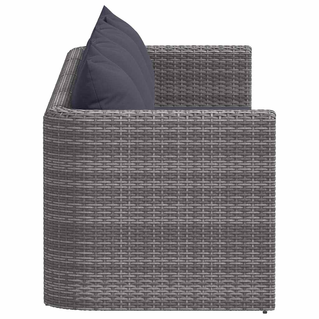 Set Divani da Giardino 4 pz con Cuscini Grigio in Polyrattan