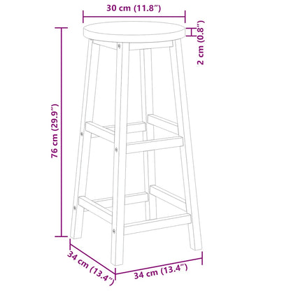 Sgabelli da Bar 2 pz in Legno Massello di Acacia | homemem39