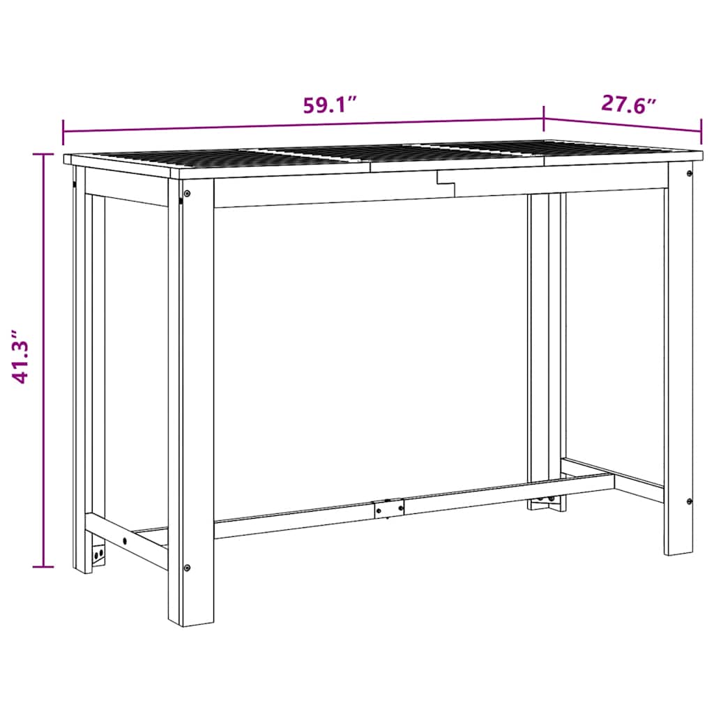 Tavolo da Bar in Legno Massello di Acacia 150x70x105 cm | homemem39
