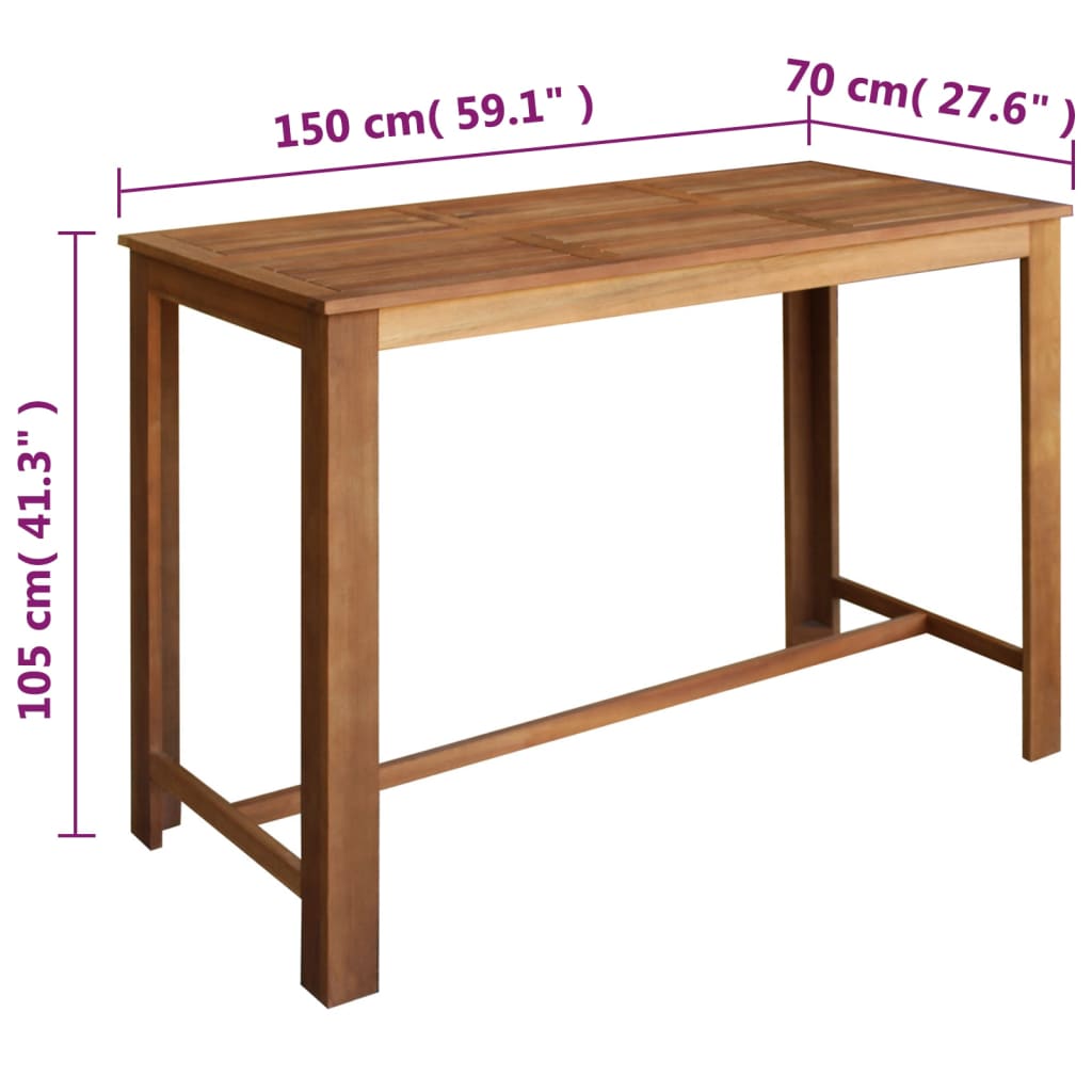 Tavolo e Sgabelli Bar Set 7 pz in Legno Massello di Acacia - homemem39