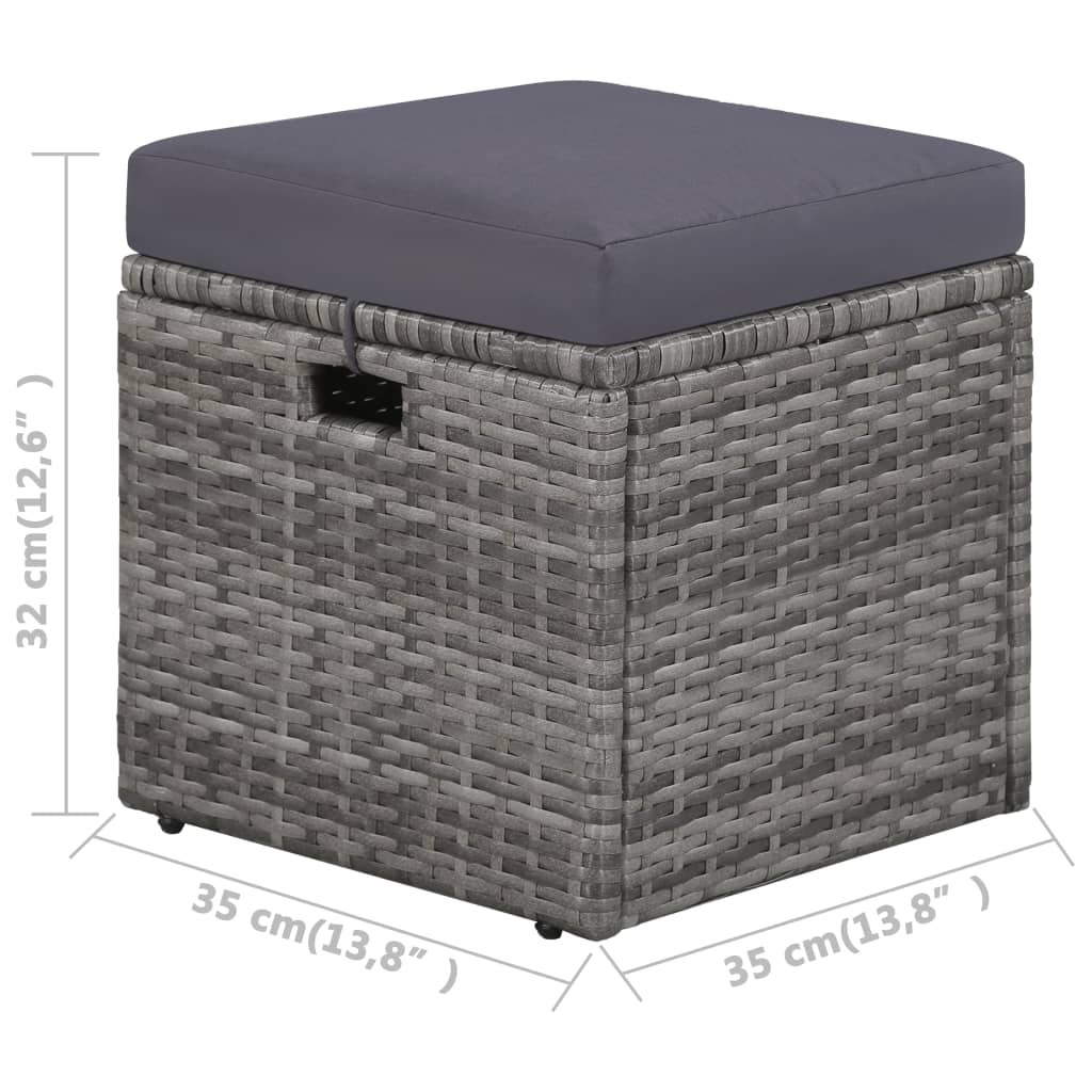 Set Divani da Giardino 4 pz con Cuscini in Polyrattan Grigio - homemem39