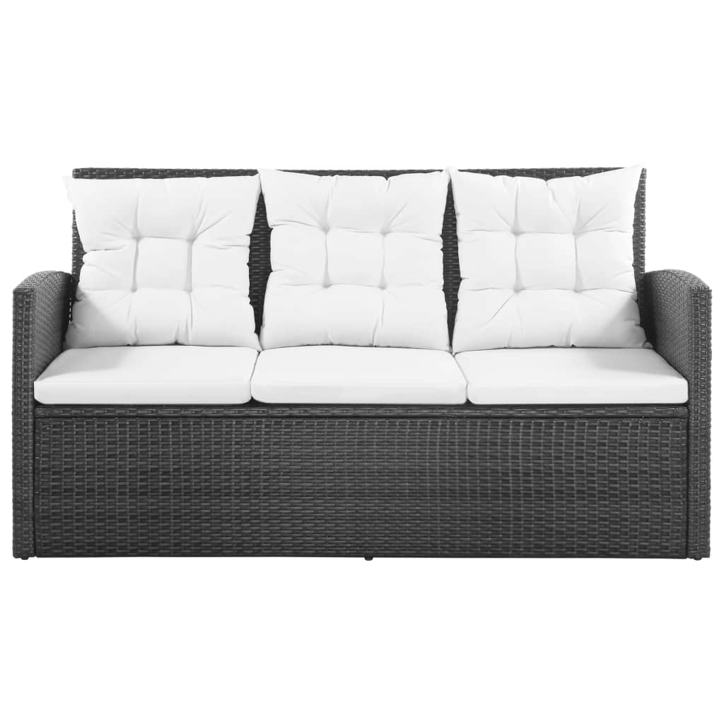 Set Divani da Giardino 5 pz con Cuscini in Polyrattan Nero - homemem39