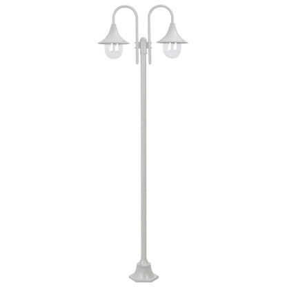 Lampione da Giardino E27 220 cm Alluminio 2 Lampade Bianco - homemem39