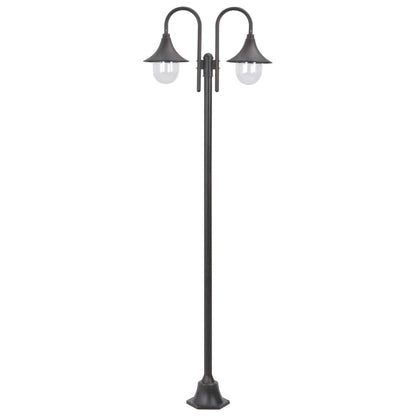 Lampione da Giardino E27 220 cm in Alluminio 2 Lampade Bronzo - homemem39