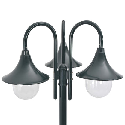 Lampione da Giardino E27 220 cm Alluminio 3 Lampade Verde Scuro