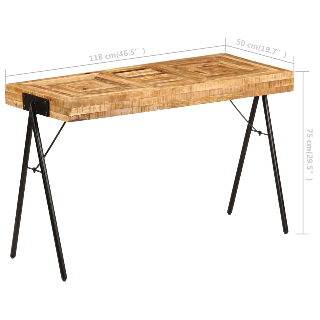 Scrittoio in Legno Massello di Mango 118x50x75 cm - homemem39