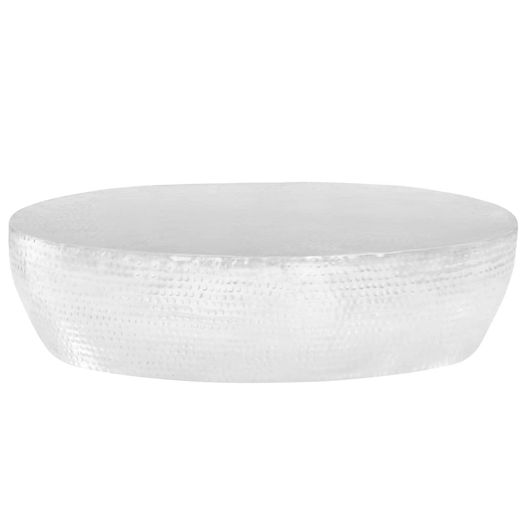 Tavolino da Salotto 100x50x28cm Argento in Alluminio Martellato | homemem39