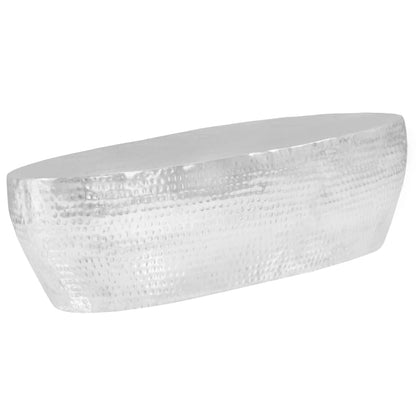 Tavolino da Salotto 100x50x28cm Argento in Alluminio Martellato | homemem39