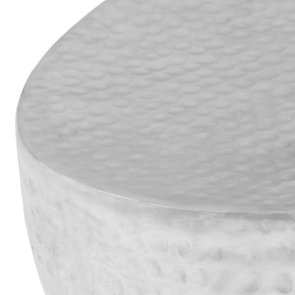 Tavolino da Salotto 100x50x28cm Argento in Alluminio Martellato | homemem39