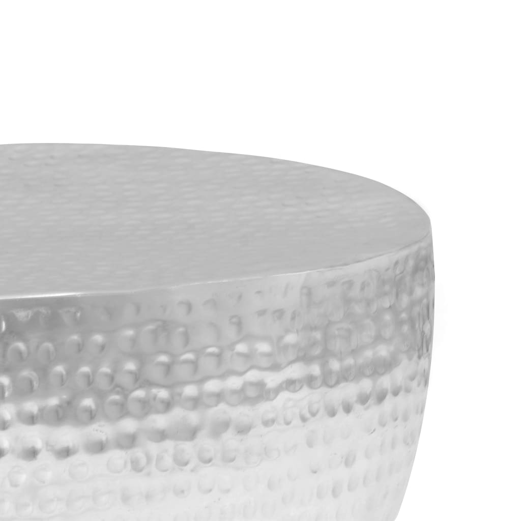 Tavolino da Salotto 100x50x28cm Argento in Alluminio Martellato | homemem39