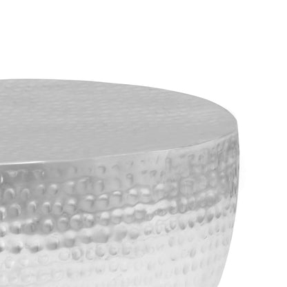Tavolino da Salotto 100x50x28cm Argento in Alluminio Martellato | homemem39