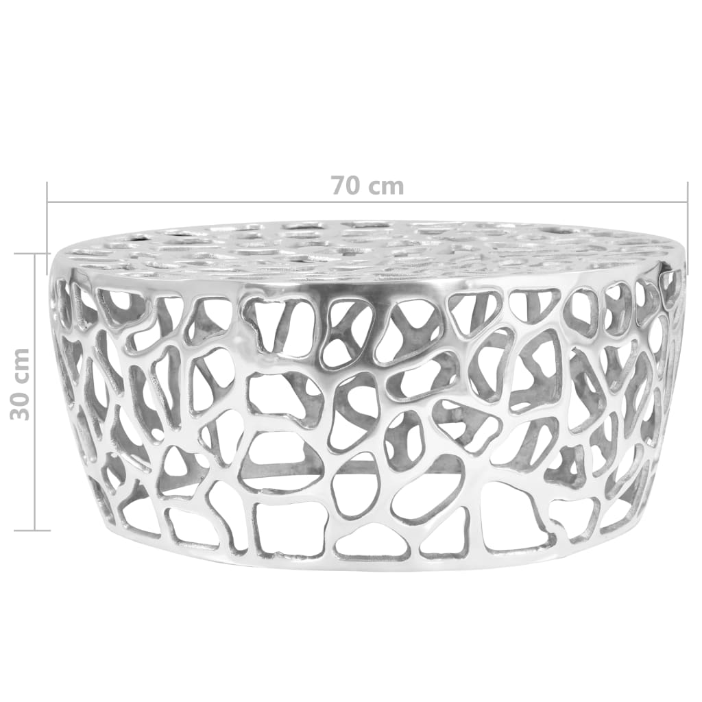 Tavolino da Salotto in Alluminio Martellato 70x30 cm Argento | homemem39