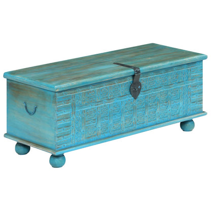 Cassapanca in Legno Massello di Mango Blu 100x40x41 cm - homemem39
