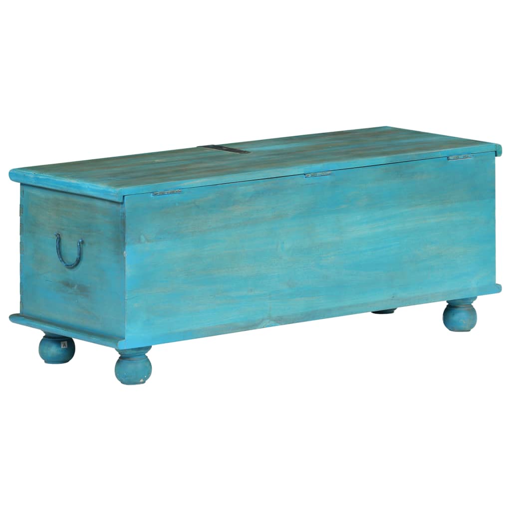 Cassapanca in Legno Massello di Mango Blu 100x40x41 cm | homemem39