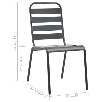 Sedie da Esterno Impilabili 2 pz in Acciaio Grigio | homemem39
