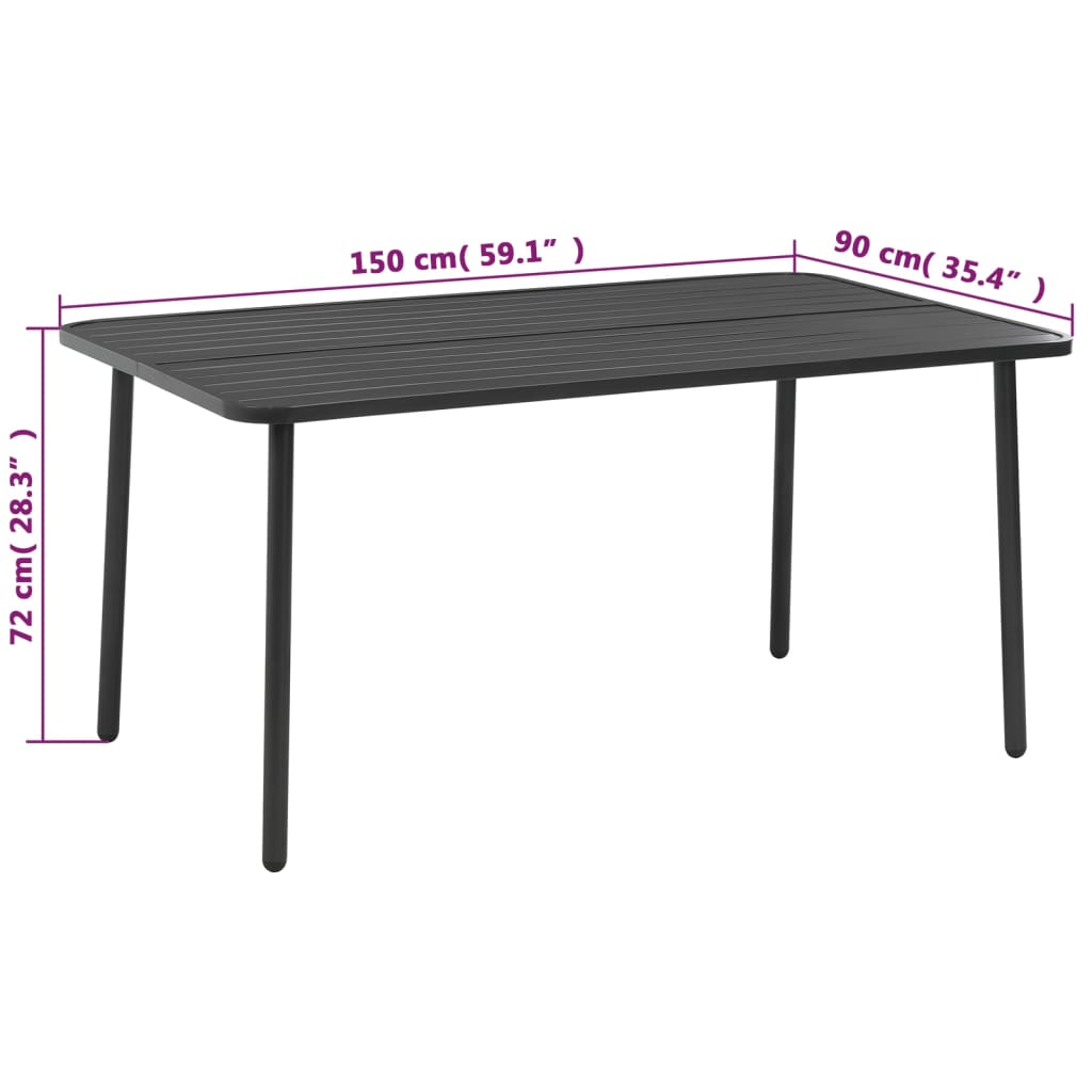 Set da Pranzo da Giardino 7 pz in Acciaio Grigio Scuro | homemem39