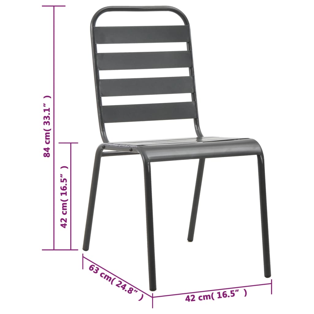 Set da Pranzo da Giardino 7 pz in Acciaio Grigio Scuro | homemem39