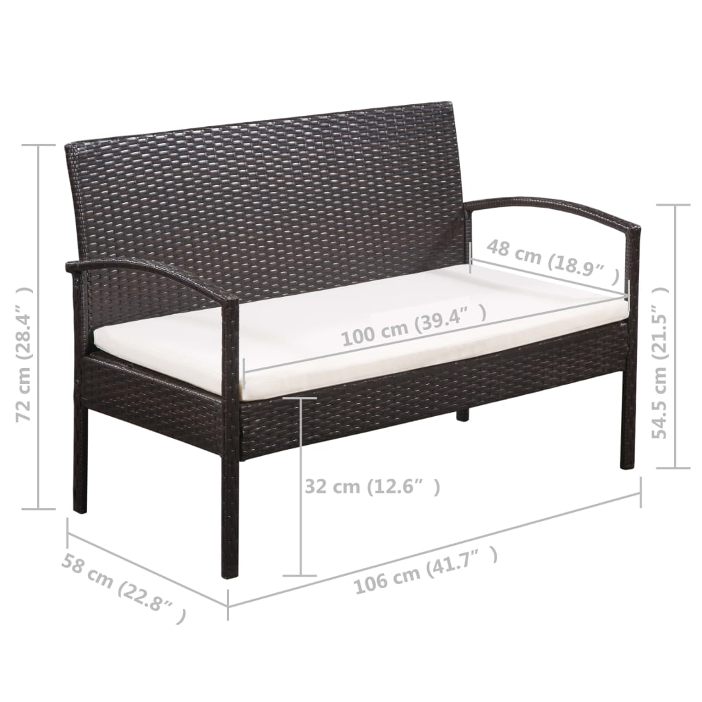 Set Divani da Giardino 5 pz con Cuscini in Polyrattan Marrone | homemem39