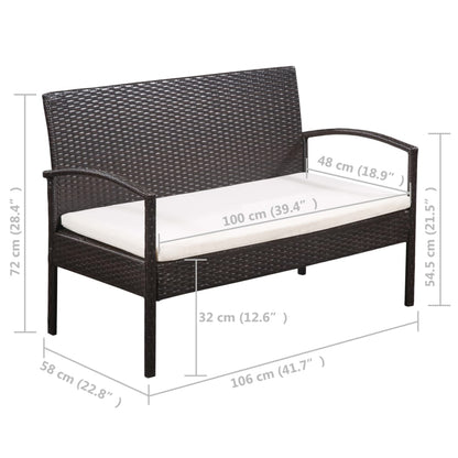 Set Divani da Giardino 5 pz con Cuscini in Polyrattan Marrone | homemem39