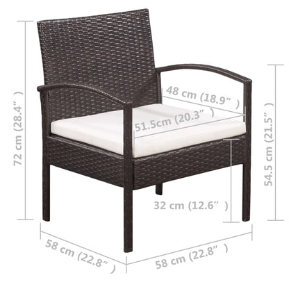 Set Divani da Giardino 5 pz con Cuscini in Polyrattan Marrone | homemem39
