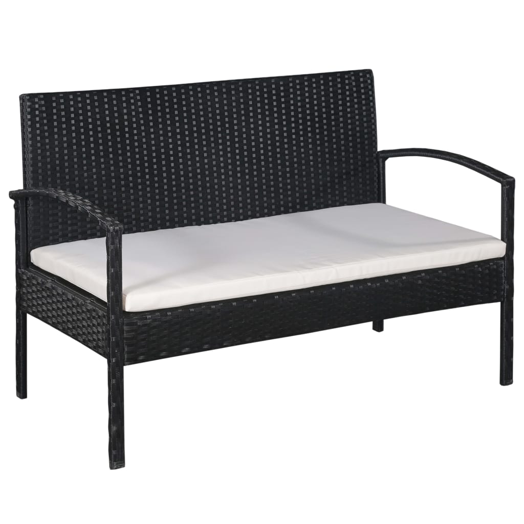 Set Divani da Giardino 5 pz con Cuscini in Polyrattan Nero | homemem39